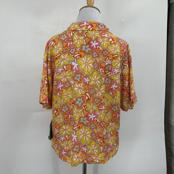 Vans Shirt Womens XS Extra Small Multi Resort Floral Front Button Retro Collar - Picture 5 of 13